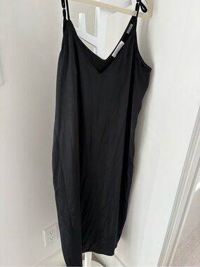 Equipment Black Slip Midi Dress with Tie Straps